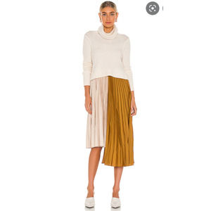 All Saints Cream and Brown Midi Dress